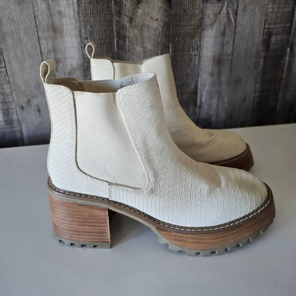 MIA Alejandro Ivory Snake Platform Chelsea Boots 10M Party Festival Concert